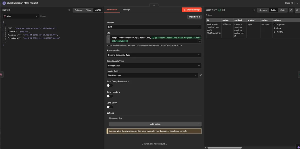 Check Decision HTTP Request node settings